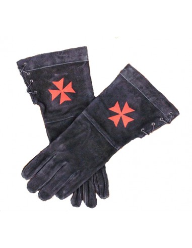Guantes medievales,cruz templaria, de piel.
