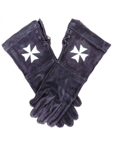 Medieval gloves, Templar cross, leather.