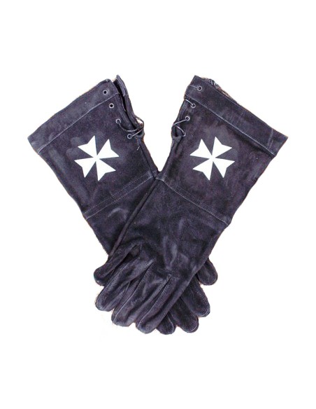 Medieval gloves, Templar cross, leather.