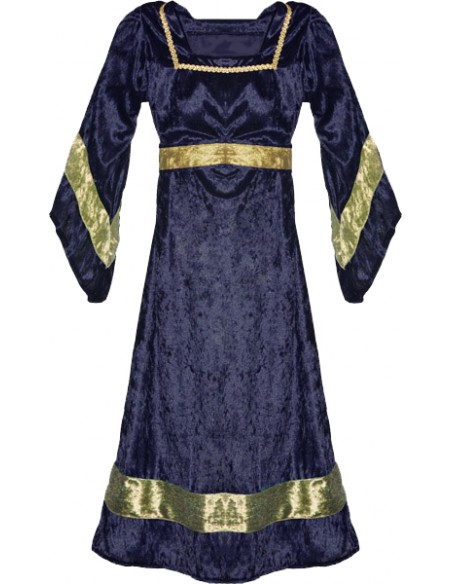 Medieval dress, castle maiden, Marion model, girl. (Blue).