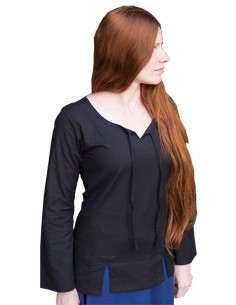 Blusa medieval, dama, Lysia, negra.