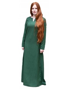 Túnica medieval dama, algodón fino Else, verde.