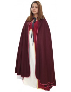 Capa medieval Dama, de paño. Granate.