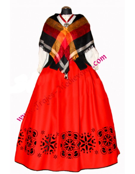 Falda-Refajo de paño, Mirambel. Roja.