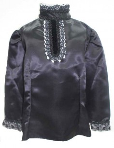 Blusa regional de raso, cerrada, de niña, Amalia