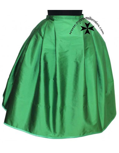 Falda lisa simil seda, verde.
