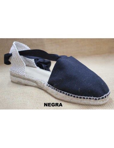Alpargata artesanía dama, cuña baja. Negra