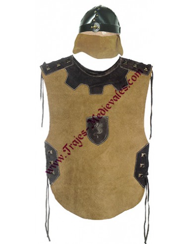 Túnica medieval, niño, Richard, de cuero.