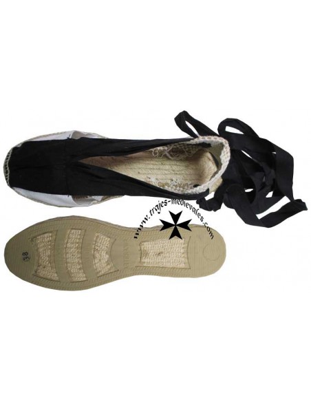 Handmade espadrille, mixed sole, mod. Aragonese. (White and black).