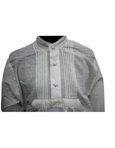 Blusa río Aragón semi-lino, económica. (Detalle pecherín)