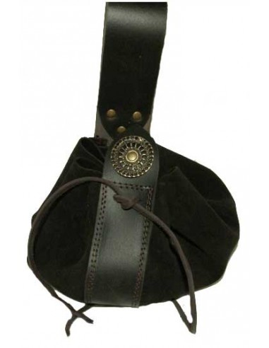 Bolsa limosnera medieval. Marrón oscuro.
