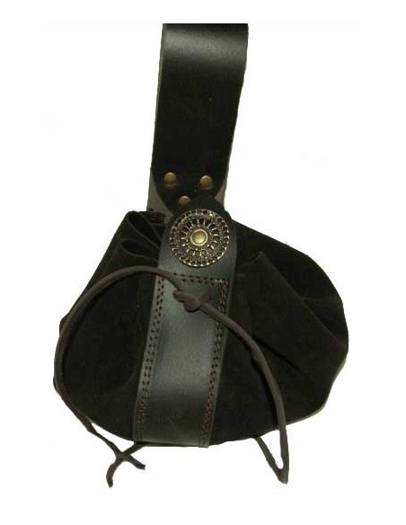 Bolsa limosnera medieval. Marrón oscuro.