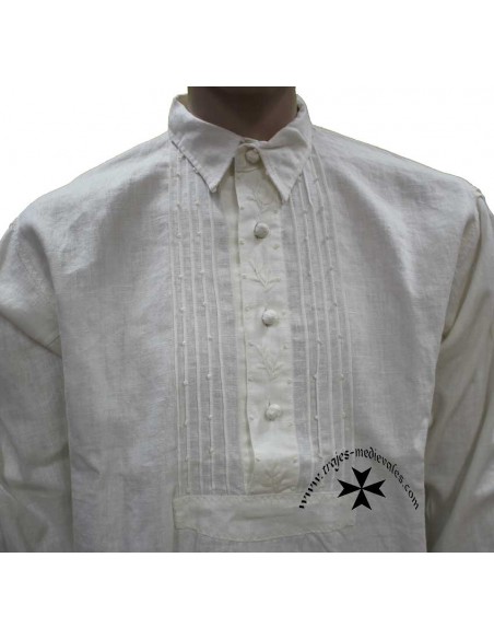 Blusa regional, caballero, Amadis de Gaula, de lino. Pecherín.