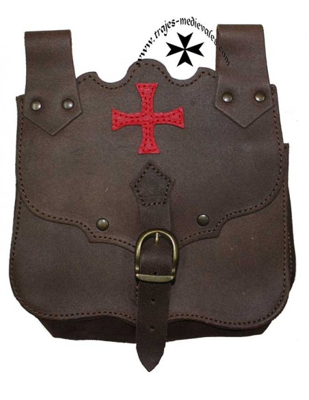 Bolsa medieval para cinturón, cruz templaria teutónica.