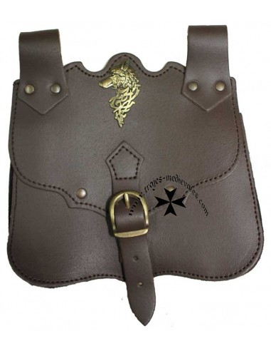 Bolsa medieval, para cinturón, cabeza de león.