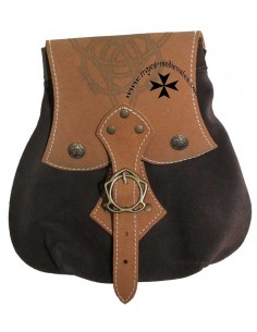 Bolsa celta con trisquel, grabado. Marrón.