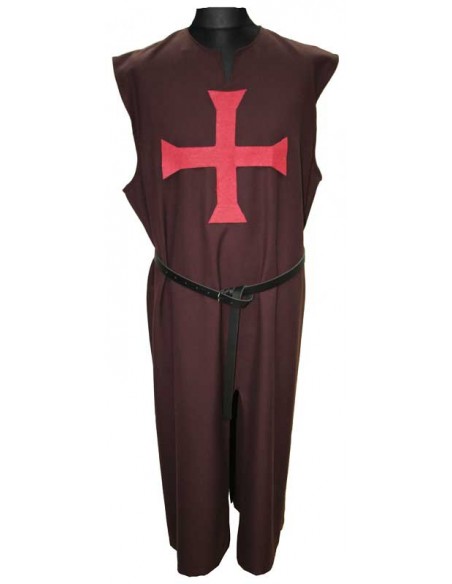 Sobrevesta medieval, ligera, en varios colores- Marón cruz.