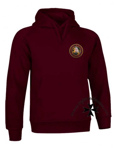 Sudadera templaria con capucha. Granate.