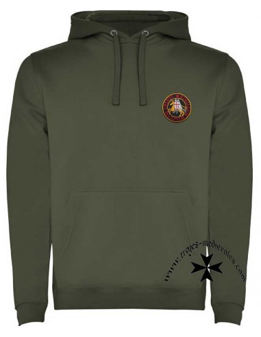 Sudadera templaria con capucha. Verde.