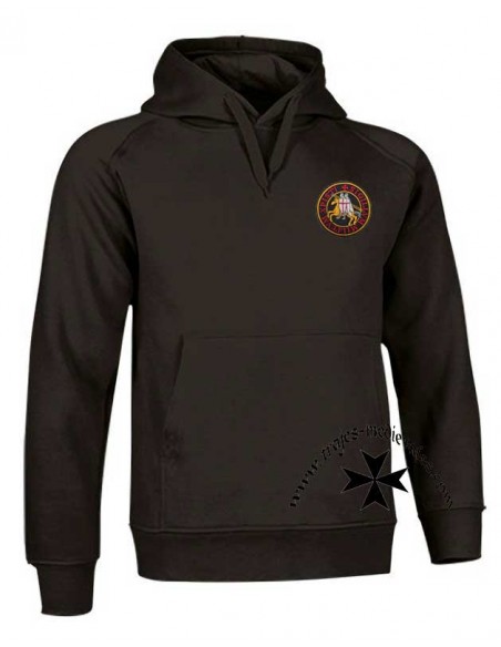 Sudadera templaria con capucha. Negra