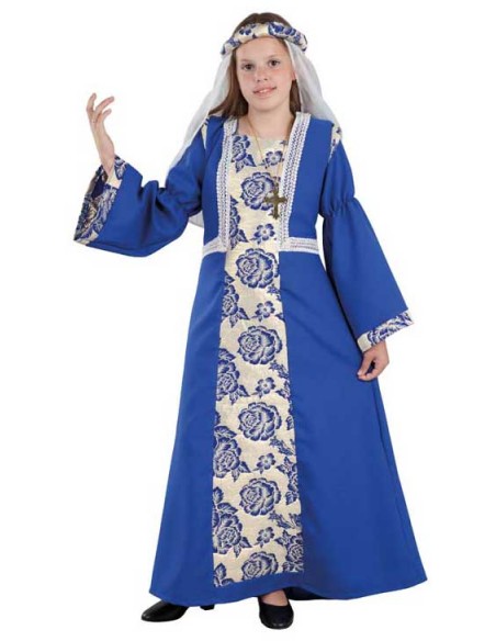Medieval princess costume, children, blue, ref. 1950