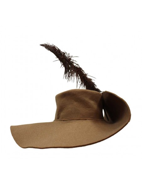 Sombrero tercio-mosquetero, español, con pluma.
