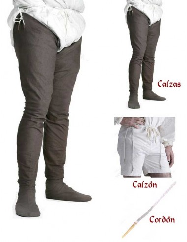 Set de calzas con pie, calzón y cordón.