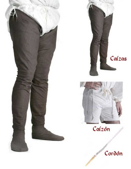 Set de calzas con pie, calzón y cordón.