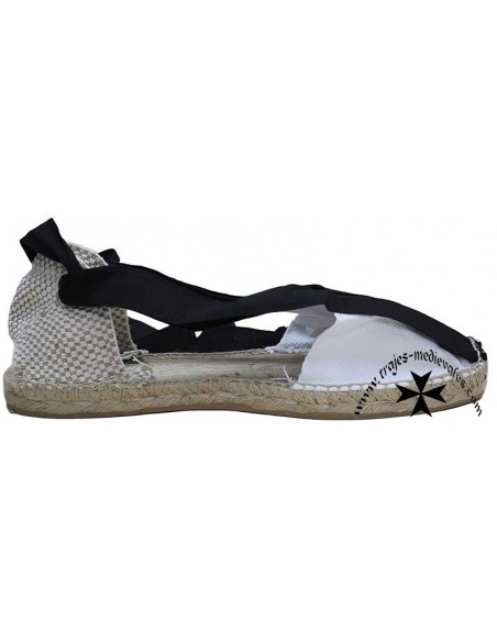 Handmade espadrille, mixed sole, mod. Aragonese. (White and black).