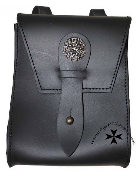 Bolso medieval para cinturón, tamaño pequeño. Negro.