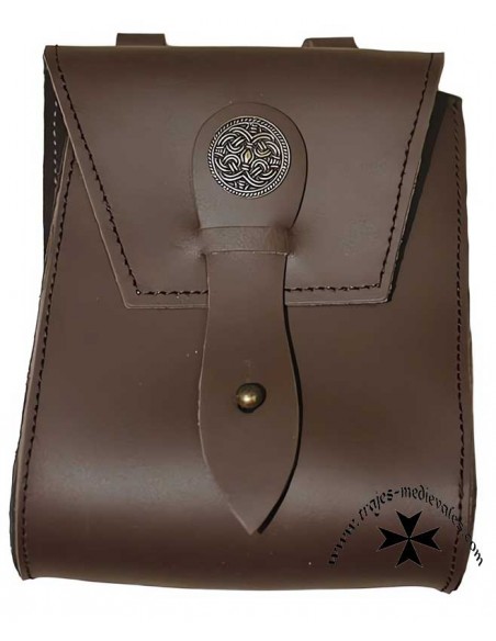 Bolso medieval para cinturón, tamaño pequeño. Marrón.