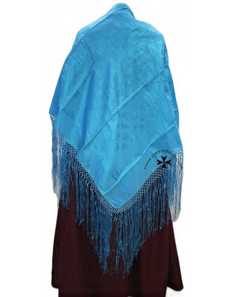 Mantoncillo de gro, ref. PR183M, (Rayón-poliéster).Turquesa. (120x 120 cm.)