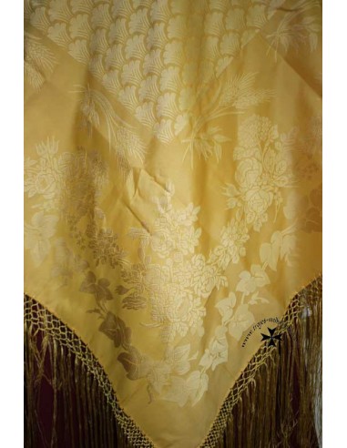 Mantoncillo de gro, ref. PR491. (Rayón-poliéster). Oro. (140x140 cm.). Detalle