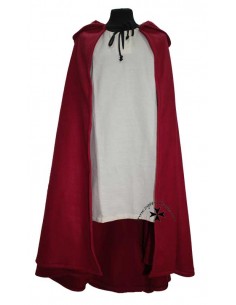 Capa medieval, infantil, forro polar. Granate. Delante.