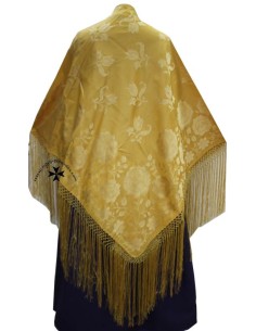 Mantoncillo de gro, ref. PR490. (Rayón-poliéster). Oro. (140x140 cm.)