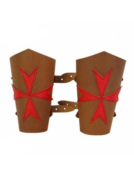 Brazalete templario de cuero, con cruz de Malta