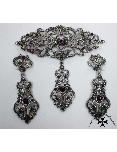 Juego pendientes y broche, ref. L-6002