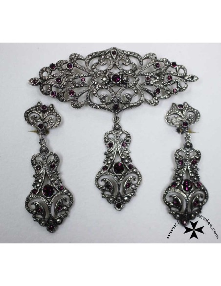 Juego pendientes y broche, ref. L-6002