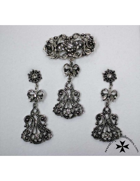 Juego pendientes y broche, ref. 5034