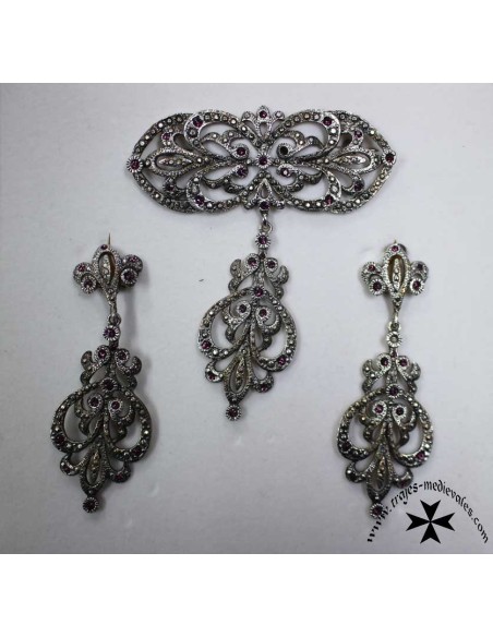 Juego pendientes y broche, ref. L-6082