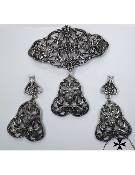 Juego pendientes y broche, ref. 5035