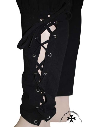 Pantalón medieval, modelo Frisia (Negro). Detalle