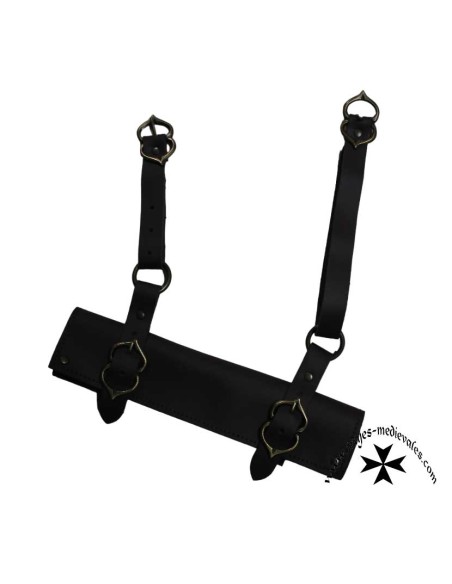 Tahalí medieval de cuero con hebillas