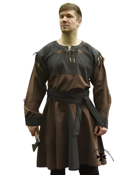 Medieval tunic Osferth model. Detachable sleeves (brown)