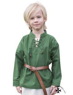 Camisa medieval de niño Adler, manga larga. Verde.