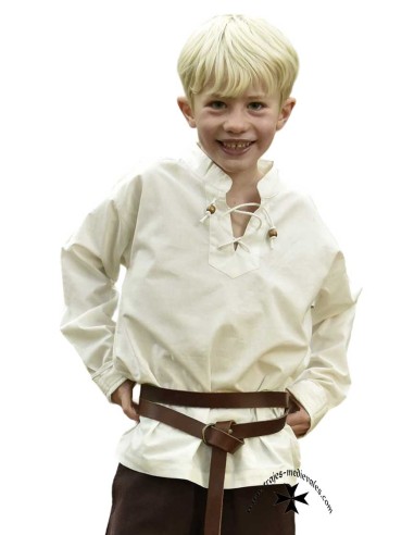 Camisa medieval de niño Adler, manga larga. Natural.