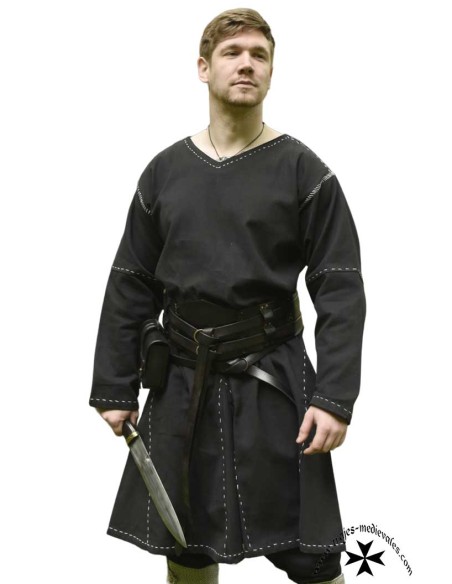 Túnica medieval Alfred (Burdeos y Negro)