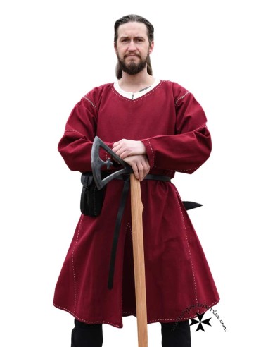 Túnica medieval Alfred (Burdeos y Negro)