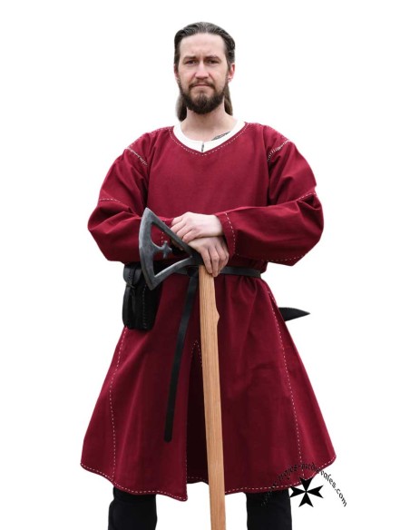 Túnica medieval Alfred (Burdeos y Negro)