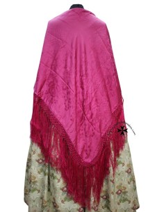 Mantoncillo de seda natural (gro) SS701. Fucsia. (140x140)
